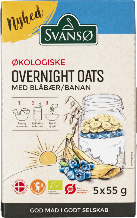 Øko Overnight Oats med Blåbær/Banan